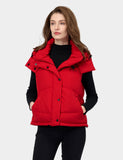 Women's Heated Cropped Puffer Down Vest - Black / Red