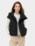 Women's Heated Cropped Puffer Down Vest - Black / Red